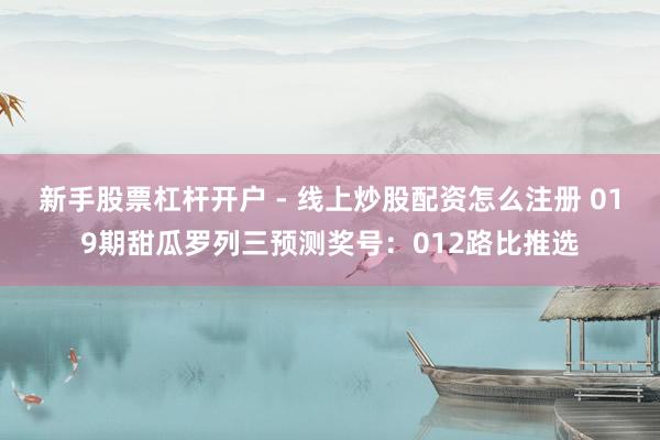 新手股票杠杆开户 - 线上炒股配资怎么注册 019期甜瓜罗列三预测奖号：012路比推选