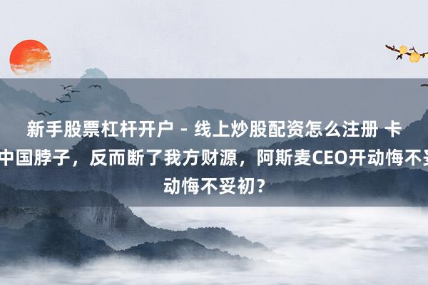新手股票杠杆开户 - 线上炒股配资怎么注册 卡不住中国脖子，反而断了我方财源，阿斯麦CEO开动悔不妥初？