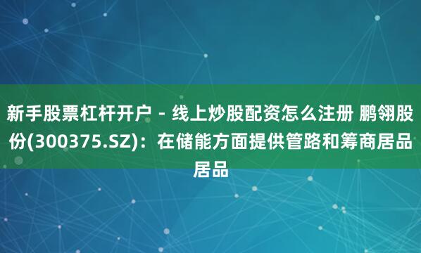 新手股票杠杆开户 - 线上炒股配资怎么注册 鹏翎股份(300375.SZ)：在储能方面提供管路和筹商居品