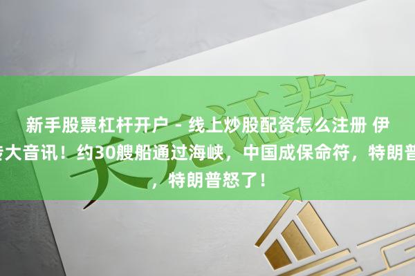 新手股票杠杆开户 - 线上炒股配资怎么注册 伊朗突传大音讯！约30艘船通过海峡，中国成保命符，特朗普怒了！
