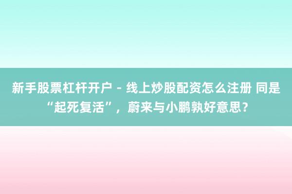 新手股票杠杆开户 - 线上炒股配资怎么注册 同是“起死复活”，蔚来与小鹏孰好意思？